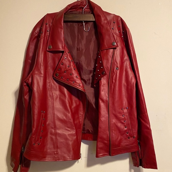 JustFab Red leather jacket - Picture 2 of 4